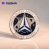 US Space Force badge displayed on a white background, featuring a challenge coin design.