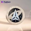 US Space Force logo displayed on a silver challenge coin, symbolizing commitment to space operations and defense.