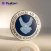 Emblème de l'armée de l'air américaine figurant sur une pièce de monnaie d'escadron, symbolisant la fierté et le service dans l'armée.