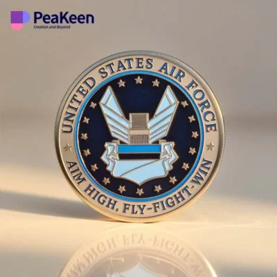 United Air Force emblem displayed on a coin, representing squadron pride and military heritage.