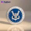 Emblème de l'armée de l'air américaine figurant sur une pièce de monnaie d'escadron, symbolisant la fierté et le service dans l'armée.
