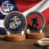 A USMC summer fencers challenge coin featuring a detailed design, symbolizing honor and camaraderie among Marines.