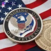 Custom engraved military coin featuring intricate designs, ideal for honoring veterans and commemorating achievements.