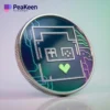A challenge coin featuring the word "peakeen," designed for video game enthusiasts.