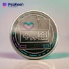Peakeen coin: the first cryptocurrency designed by a woman, featuring a unique video game challenge coin design.