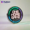 A clock displaying the phrase "One More Game," surrounded by video game challenge coins.