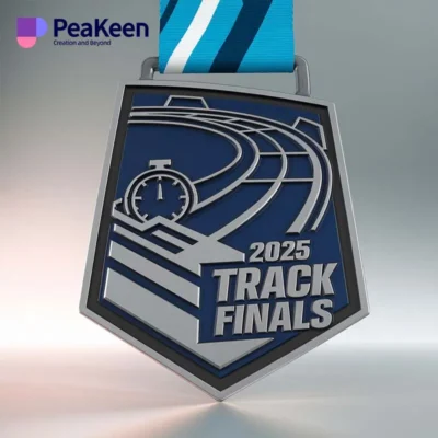 Medal featuring the words "Track Finals," symbolizing achievement in track meet competitions.