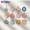 A colorful set of enamel charms featuring various Korean-inspired designs, perfect for adding charm to accessories.