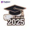 Custom graduation pin featuring a diploma cap design, symbolizing academic achievement and celebration.