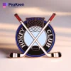 Ein Hockey-Club-Abzeichen mit zwei gekreuzten Schlägern und einem Puck, entworfen für Hockey-Pins.