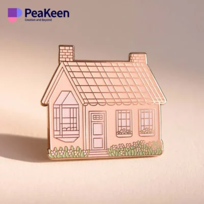 A stylish pin depicting a house, ideal for showcasing a love for home and community.