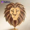 Elegant gold lion head pin on a gold background, highlighting its majestic design and luxurious appeal.