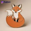 A delightful fox pin featuring a cute design, presented on a striking white and black background for visual appeal.