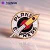 A pin featuring the words "Planet Express" in bold, vibrant lettering against a sleek background.