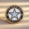 Badge displaying "Years of Service" text, symbolizing dedication and commitment, often used as a service pin.