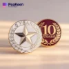 Custom logo pin badge celebrating 5 and 10 years of service, designed for anniversary recognition and appreciation.