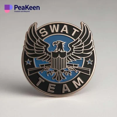 SWAT team badge featuring a detailed design, symbolizing law enforcement and tactical response capabilities.