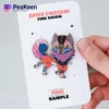 A person presents a card adorned with a charming animal pin, emphasizing their interest in animal-inspired fashion.