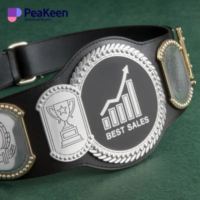 A decorative belt inscribed with "Best Sales," symbolizing achievement in sales excellence.