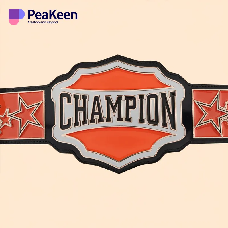 A colorful belt for kids, emblazoned with the word "Champion" for a fun championship experience.