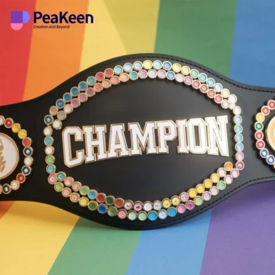 A children's championship belt featuring the word "Champion" prominently displayed on the front.