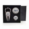 Golf gift set featuring a bottle opener, perfect for enthusiasts, elegantly packaged in a stylish gift box.