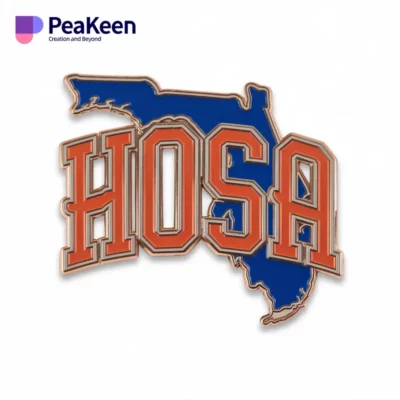 A Florida State logo pin featuring the HOSA emblem, showcasing school spirit and support for health professions.