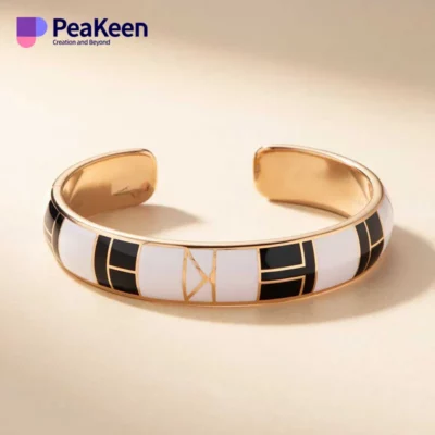 Soft enamel peeken bracelet featuring a stylish design in black and white colors.