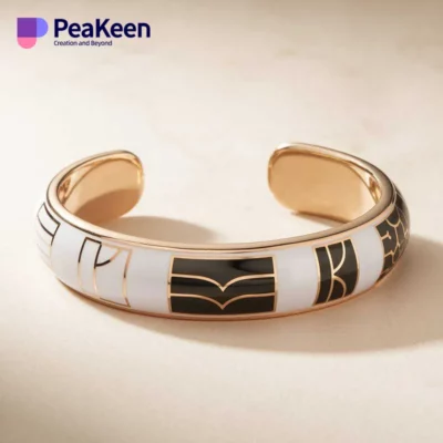 Black and white soft enamel peeken bracelet, combining modern design with a sophisticated look.