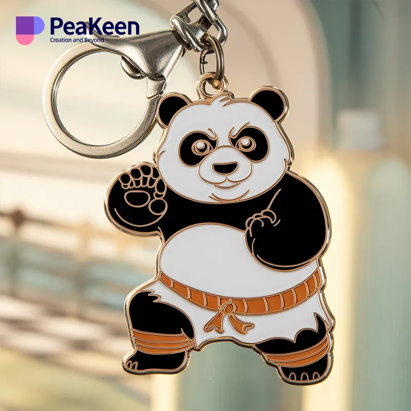 Cute black and white soft enamel panda keychain, a delightful accessory for anyone who loves pandas and unique designs.