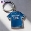 Personalized jersey keychain showcasing a custom logo, ideal for fans or as a memorable gift.