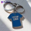 Personalized jersey keychain showcasing a custom logo, ideal for fans and promotional events.