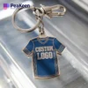 Custom jersey keychain featuring a unique logo design, perfect for personal use or promotional giveaways.