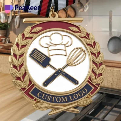 Custom logo design featuring a chef medal, showcasing unique craftsmanship and culinary excellence.