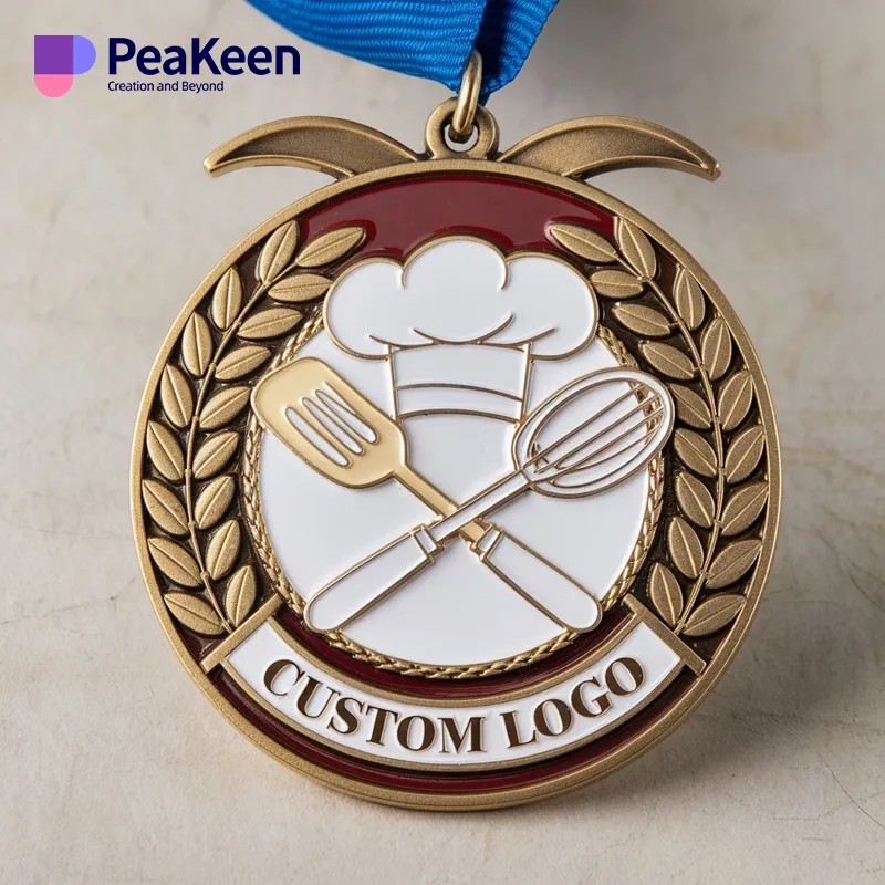 Custom logo design featuring a chef medal, showcasing unique craftsmanship and culinary excellence.