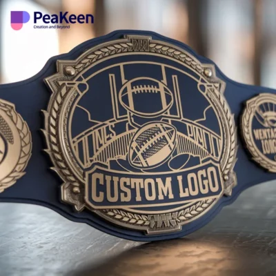 Custom logo featuring a football theme for a champion belt, representing achievement in fantasy football competitions.