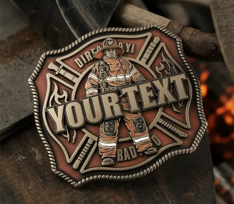 firefighter belt buckles with text custom text