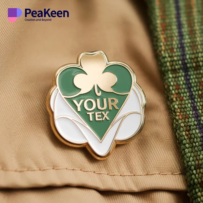 A girl enthusiastically creating her own lapel pin, incorporating designs inspired by Girl Scout badges for a personal flair.