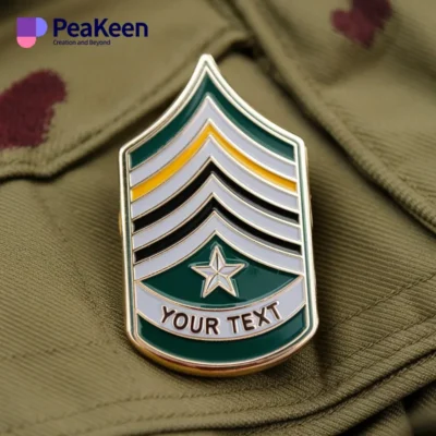 Personalized military badge with custom text, ideal for military rank pins, representing individual achievements.