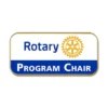 Logotipo azul y blanco de un presidente de programa rotario, en representación del Club Rotario, adecuado para insignias de solapa.