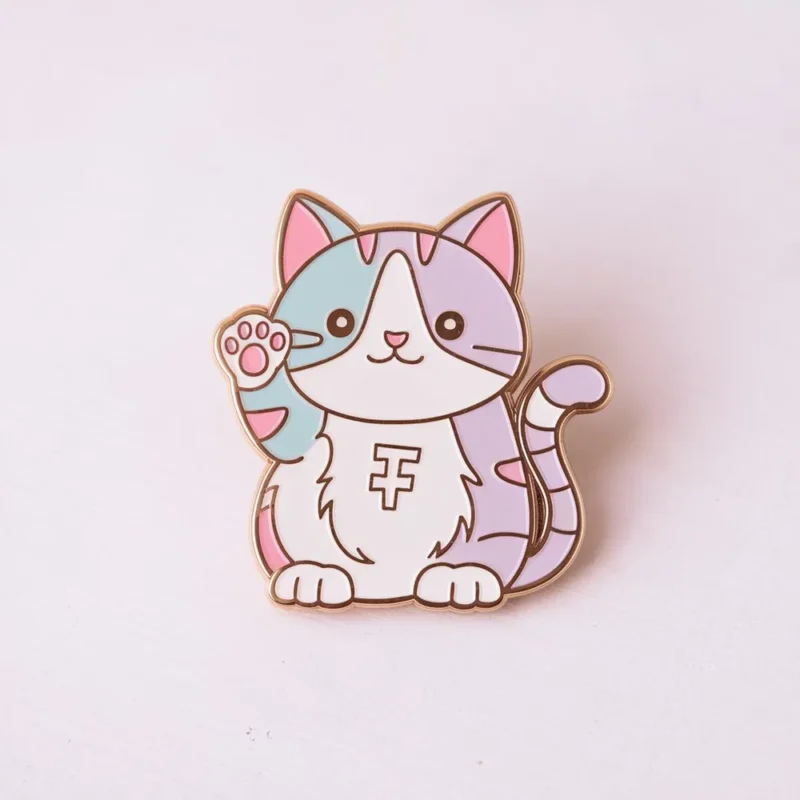 Feminist cat pin featuring a cute cat design, symbolizing empowerment and love for felines.