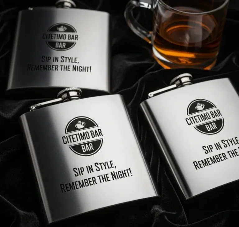 Illustration Of Custom Flask Set As Promotional Gifts