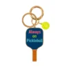 Enamel keychain featuring a pickleball design, perfect for enthusiasts who love the sport.