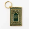 Keychain featuring "Allah Bless" text, designed for prayer mats, showcasing a blend of faith and functionality.
