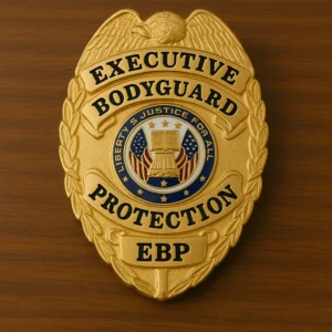 Executive bodyguard protection badge featuring a blank design for customization.