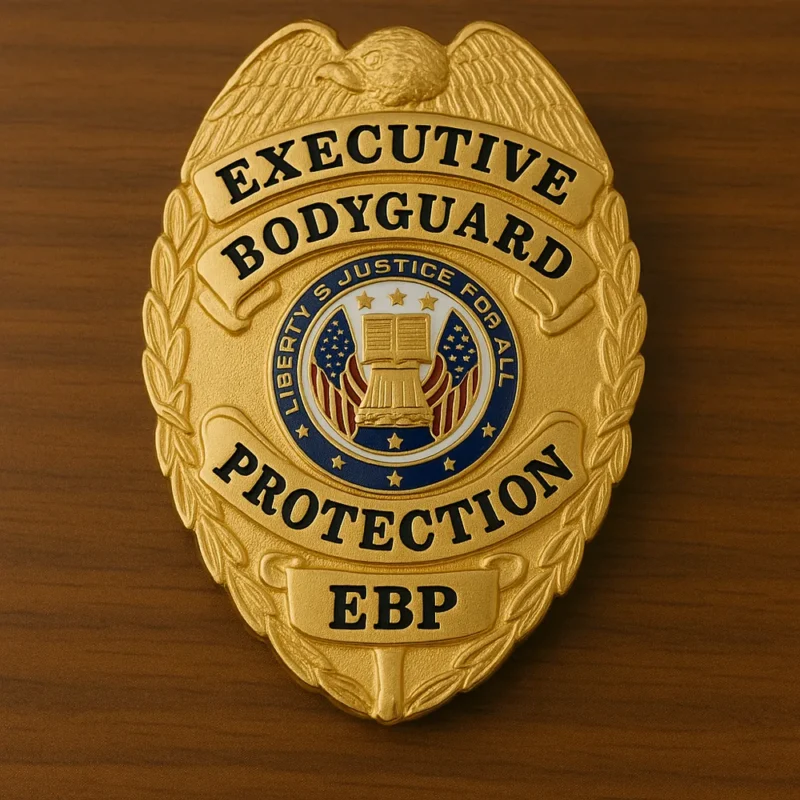 Executive bodyguard protection badge featuring a blank design for customization.