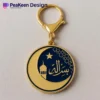 Custom Islamic keychain featuring an enamel design of a crescent moon.