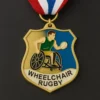 Gold medal for wheelchair rugby, showcasing achievement in adaptive sports.