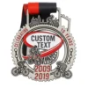 Custom cycling medal featuring personalized text, showcasing a unique design for award recognition.