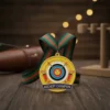 Medal featuring an archery target with an arrow, symbolizing achievement in archery competitions.